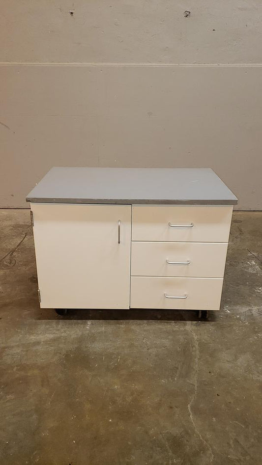 3' Rolling Lab Casework Metal 3 Drwr 1 Door W/ Countertop(S6LLST10371)
