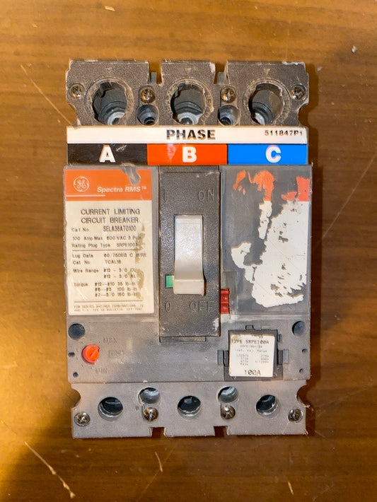 *Pickup Only* GE Spectra RMS SELA36AT0100 3 pole Circuit Breaker 100A Trip(S6LLST1471)