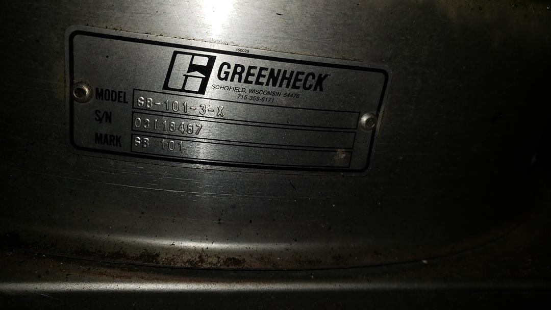 Greenheck GB-101-3-X Mark GB-101 Belt drive centrifugal roof exhaust fan(S6LLST7792)