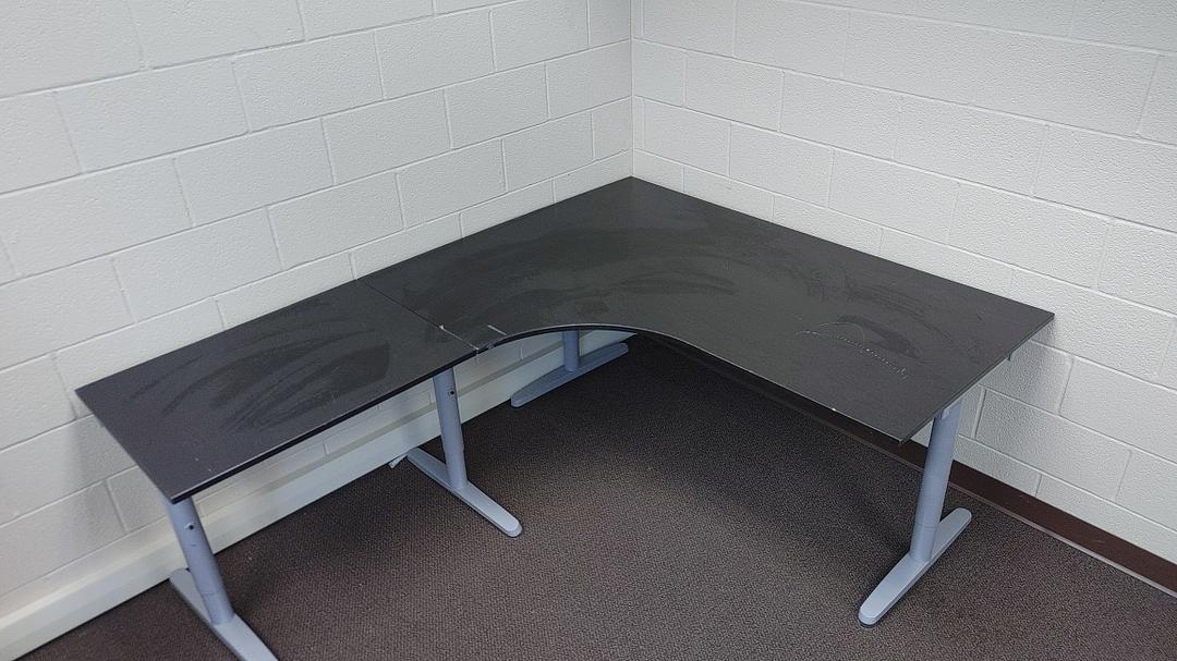 Black Wooden L Table w/ Metal Frame 79x63x28(S6LLST11690)
