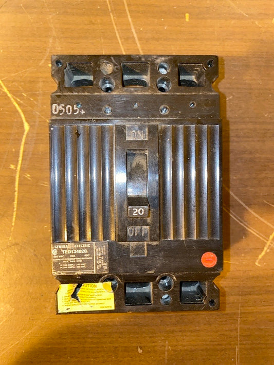 *Pickup Only* Lot of 3 General Electric TED134020 480VAC 20AMP 3-Pole Circuit Breaker(S6LLST1550)