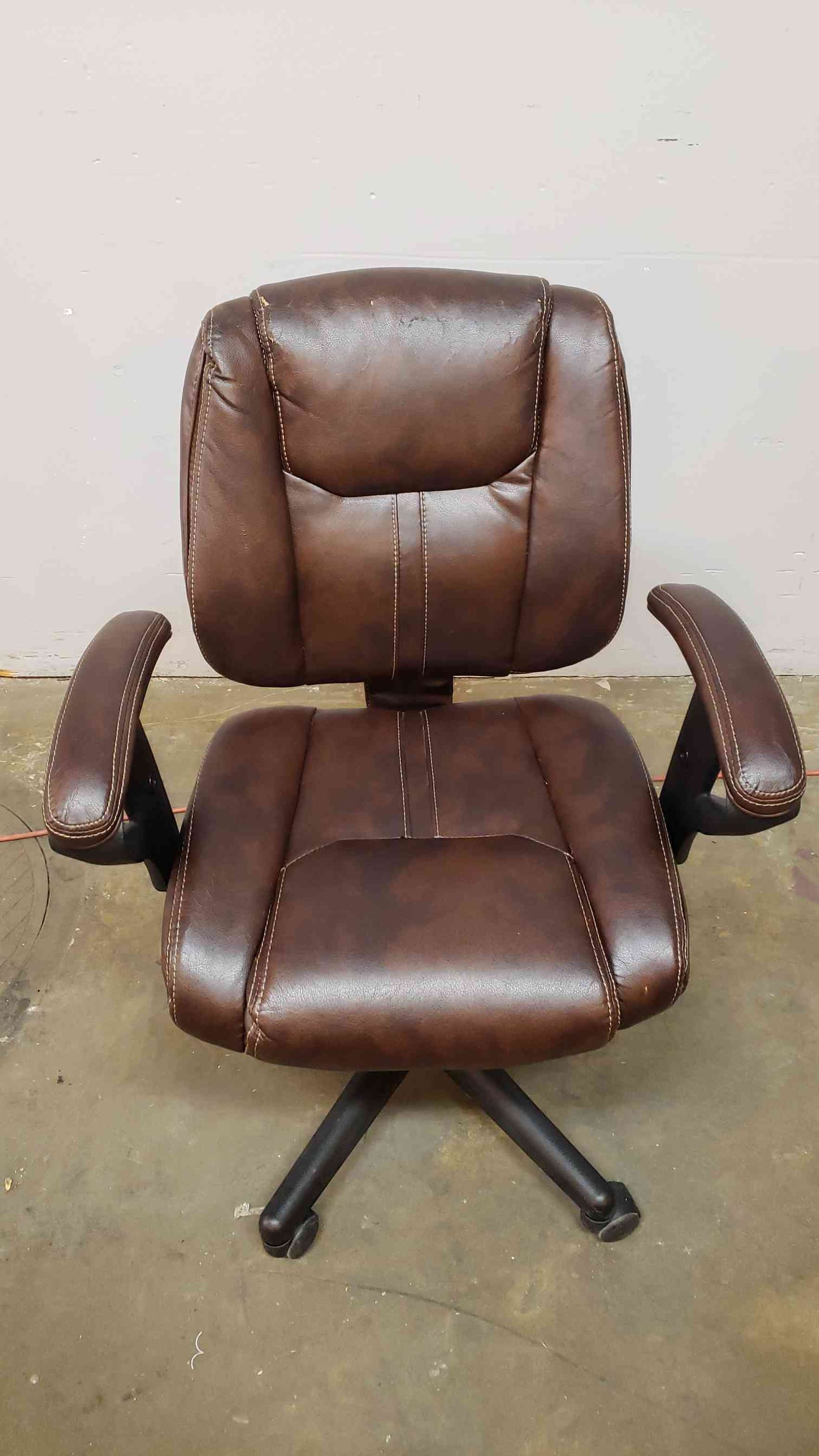 Brown Leather Rolling Office Chair