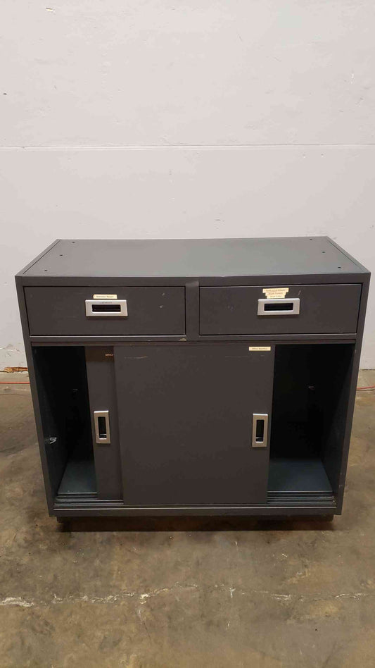 Black Recessed 40" Casework W/ 2 Drawers 2 Sliding Doors(100792)