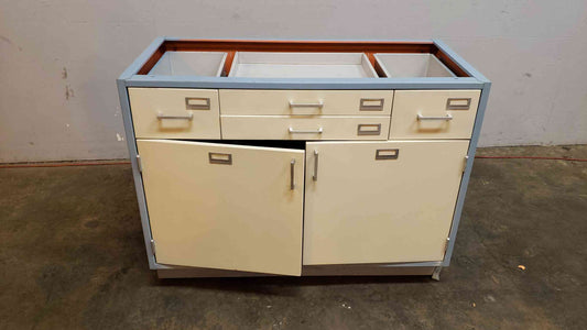 4' Blue and White Hamilton Casework W/ 4 Drawers 2 Doors (1364AA)(1364AA)
