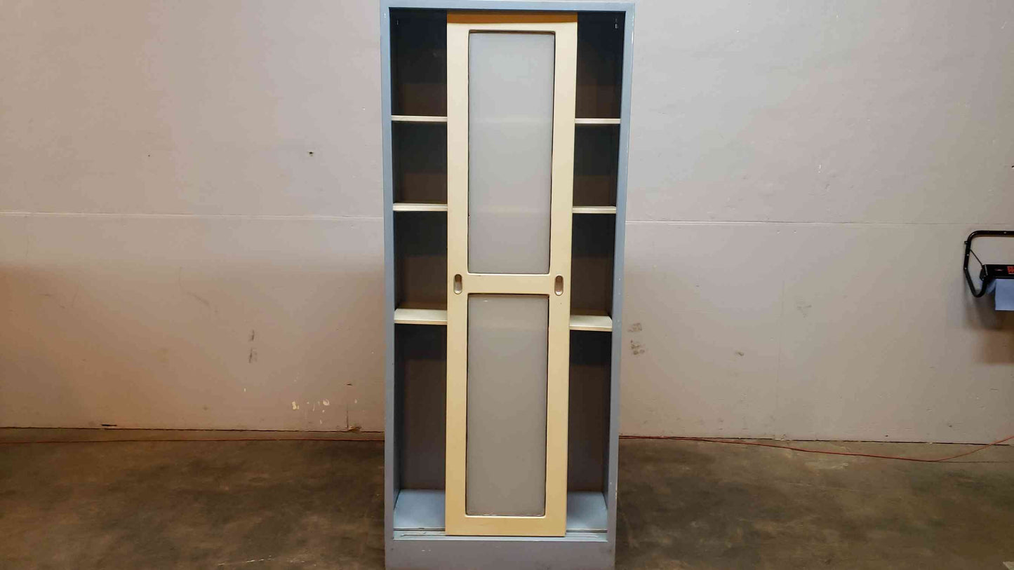 7' Tall Blue Metal Storage Lab Cabinet Glass Door(1378AA)