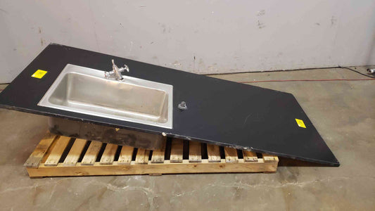 7' Stainless Steel Sink W/ Black Epoxy Countertop (SKU: 2074AA)(2074AA)