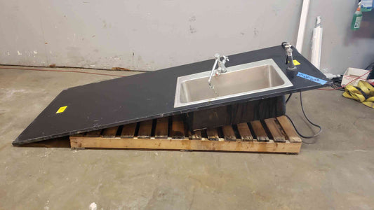 7' Stainless Steel Sink W/ Black Epoxy Countertop (SKU: 2077AA)(2077AA)