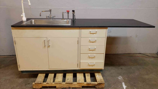 Fisher Hamilton 7'6" Sink Bundle Casework Faucets & Hose Stainless Basin (SKU: 2097AA)(2097AA)