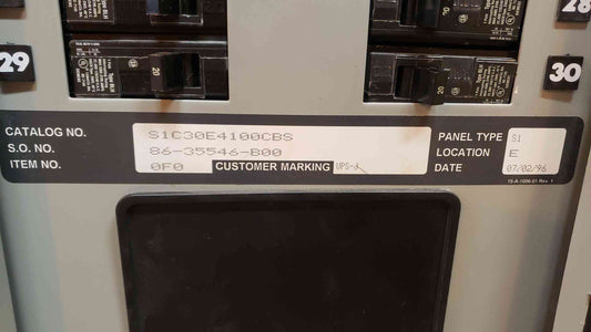 Siemens 250A 120/208 Panelboard S1C30E4100CBS 100A Main (SKU: 2593AA)(2593AA)