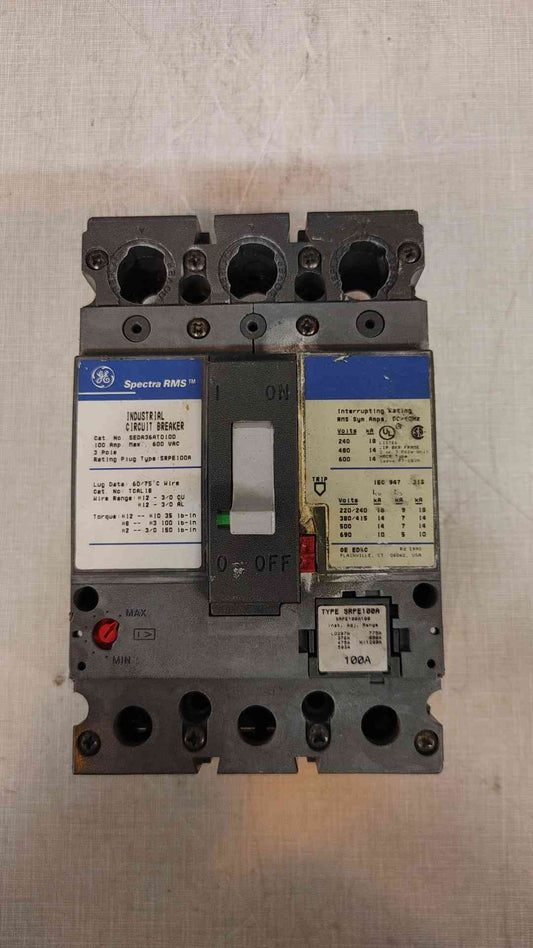 GE Spectra Series RMS SEDA36AT0100 100A 3 POLE (2632AA)(2632AA)