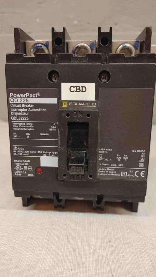 Square D QDL32225 PowerPact Circuit Breaker 225A 240V 3P 3PH QD 225 225 Amp(3641AA)