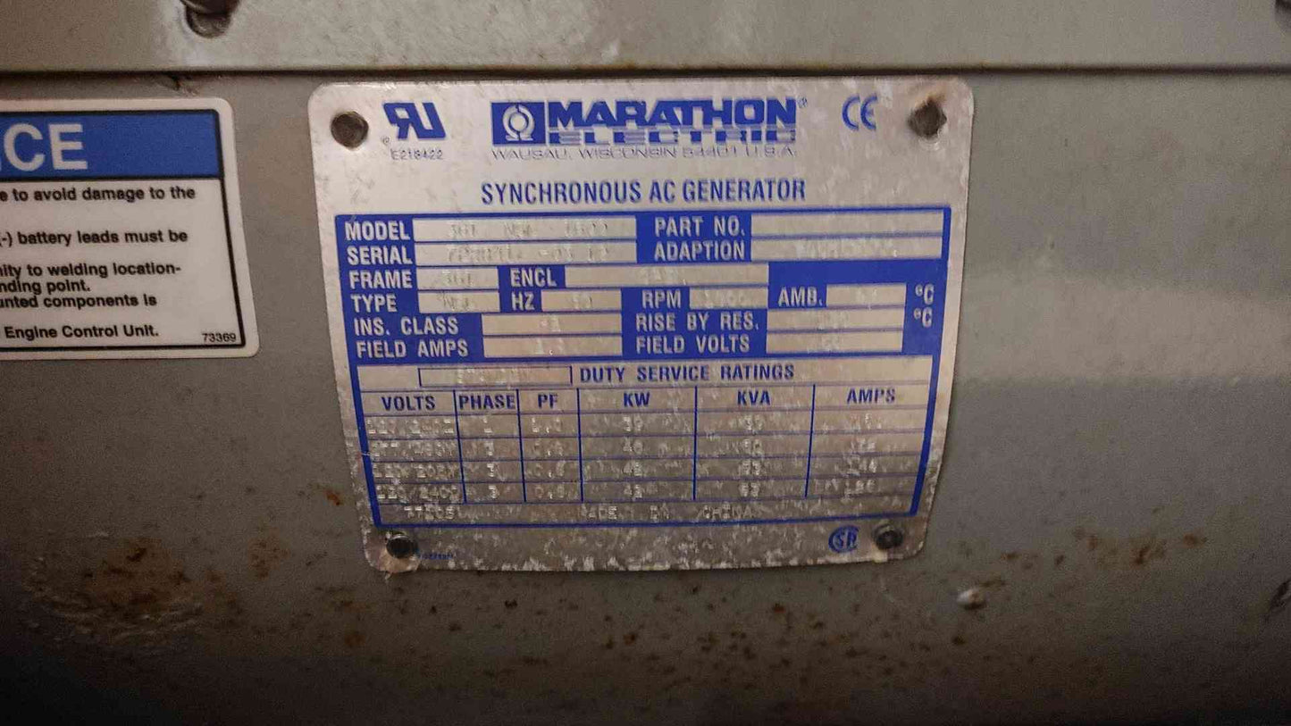 30KW MTU John Deere 4024TF 1PH Diesel AS-IS / Parts / Not Working(103177)