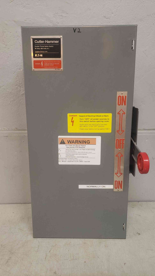 CutlerHammer Double Throw Safety Switch 600VAC 60A 3 Pole 3PH E5239G (SKU:103251)(103251)