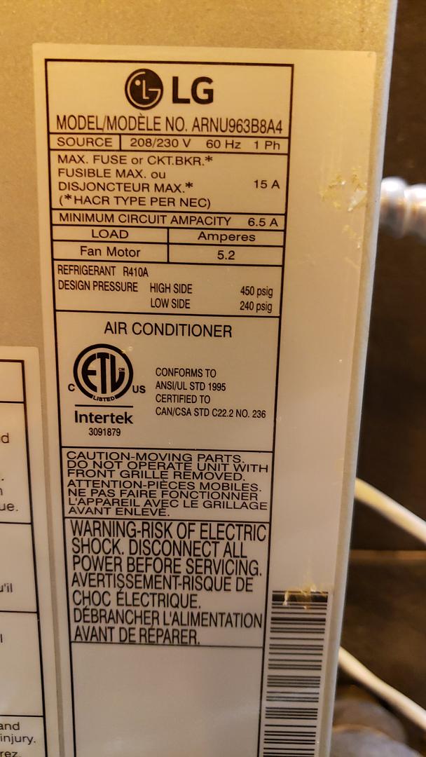 LG High Static AC ARNU963B8A4 Mini Split System(S6LLST11379)