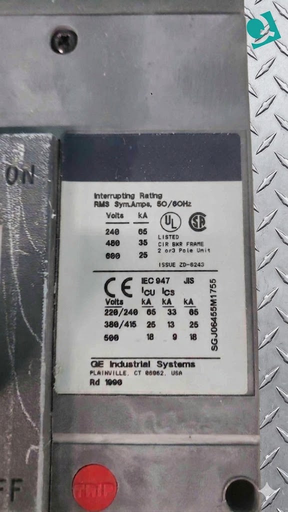 GE SGHA36AT0400 Spectra RMS Hi-Break Circuit Breaker 3-Pole 400A Frame SGH Industrial