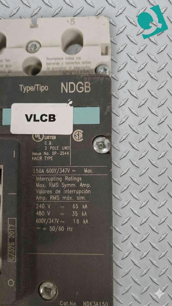 Siemens NDGB 150A 3 Pole Breaker NDK3A150 (SKU: 112319)