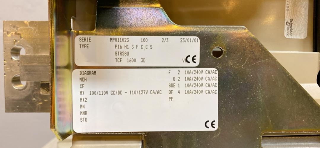 MERLIN GERIN Masterpact MP16 H1 1600A Circuit Breaker in cradle(S6LLST4842)