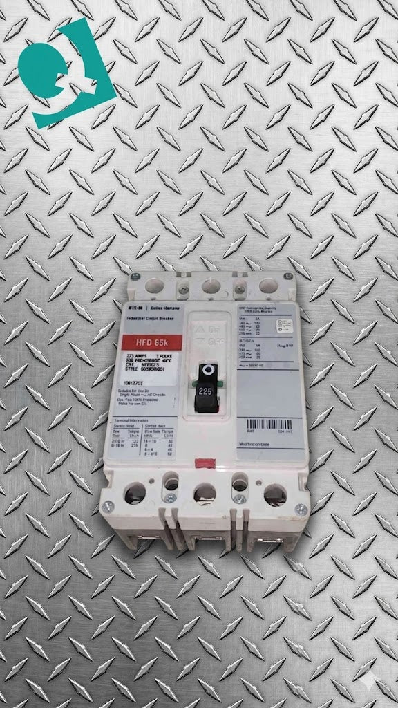 Eaton Cutler Hammer HFD3225 225 Amp 3 Pole 600V Circuit Breaker HFD3225 65k MCCB (SKU: 113385)