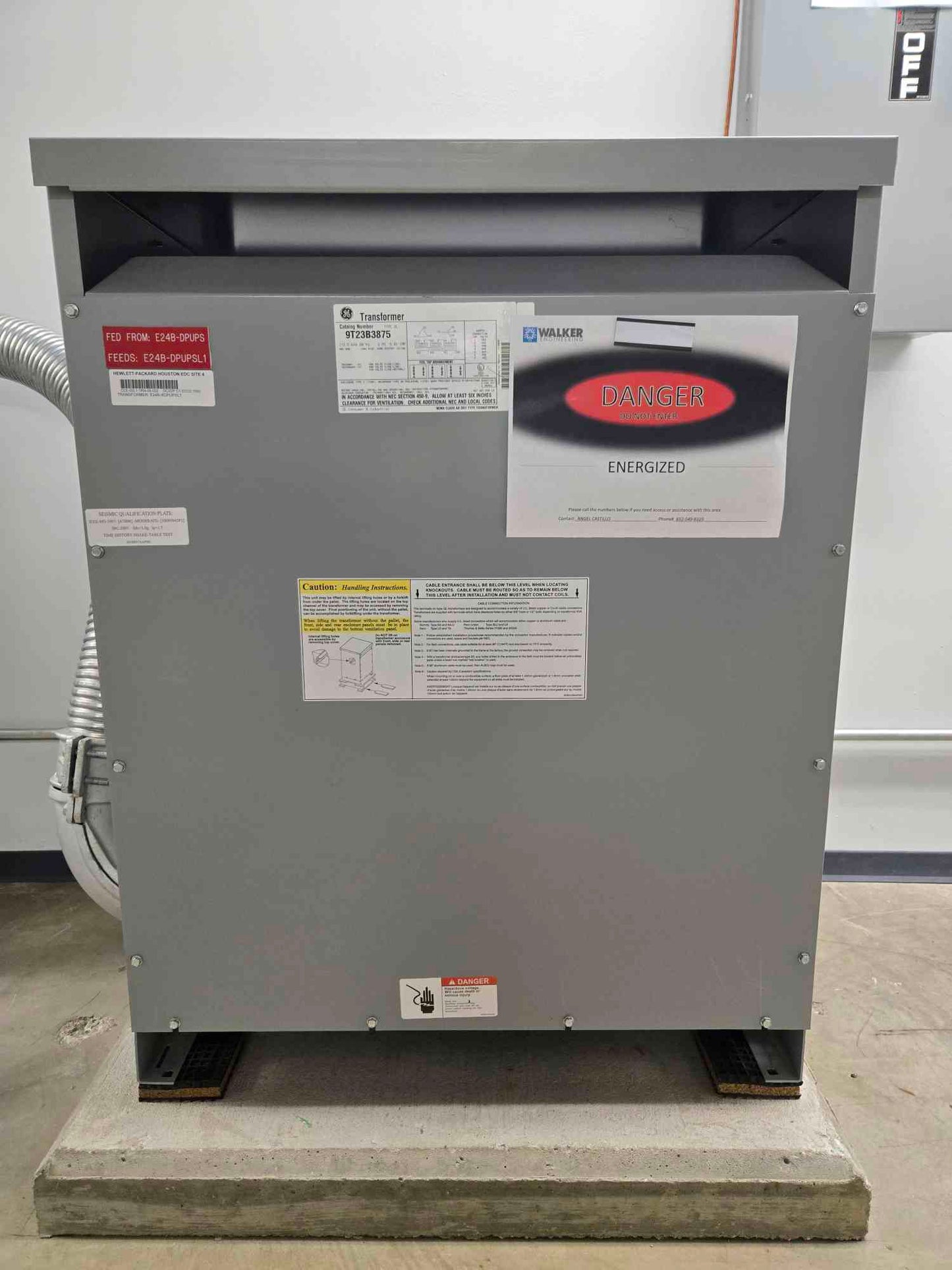 GE 9T23B3875 112.5 KVA Step Down Transformer 480V Primary 208/120V 3PH