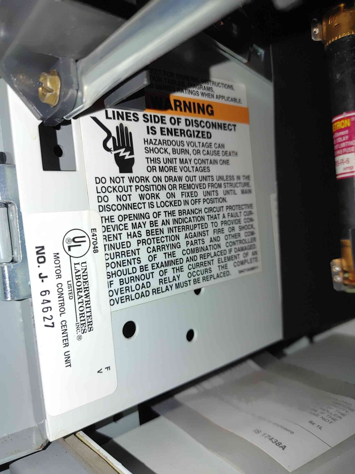 Westinghouse Advantage Motor Control Center MCC 480V 3PH 600A 65kA 8-Sec Cutler Eaton