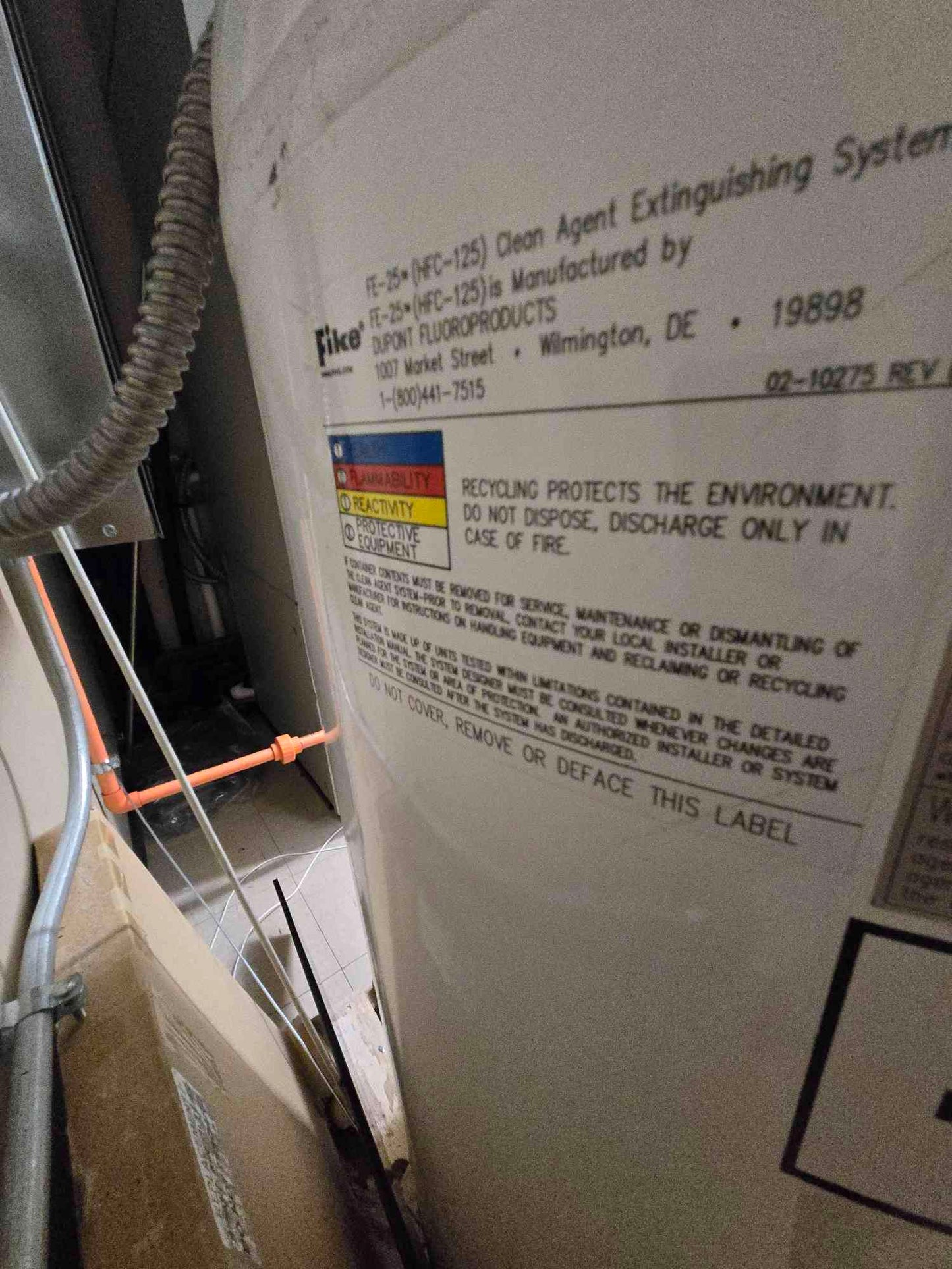 Fike 379 Lbs Ecaro 25 HFC-125 M5698 Fire Suppression Tank Cylinder