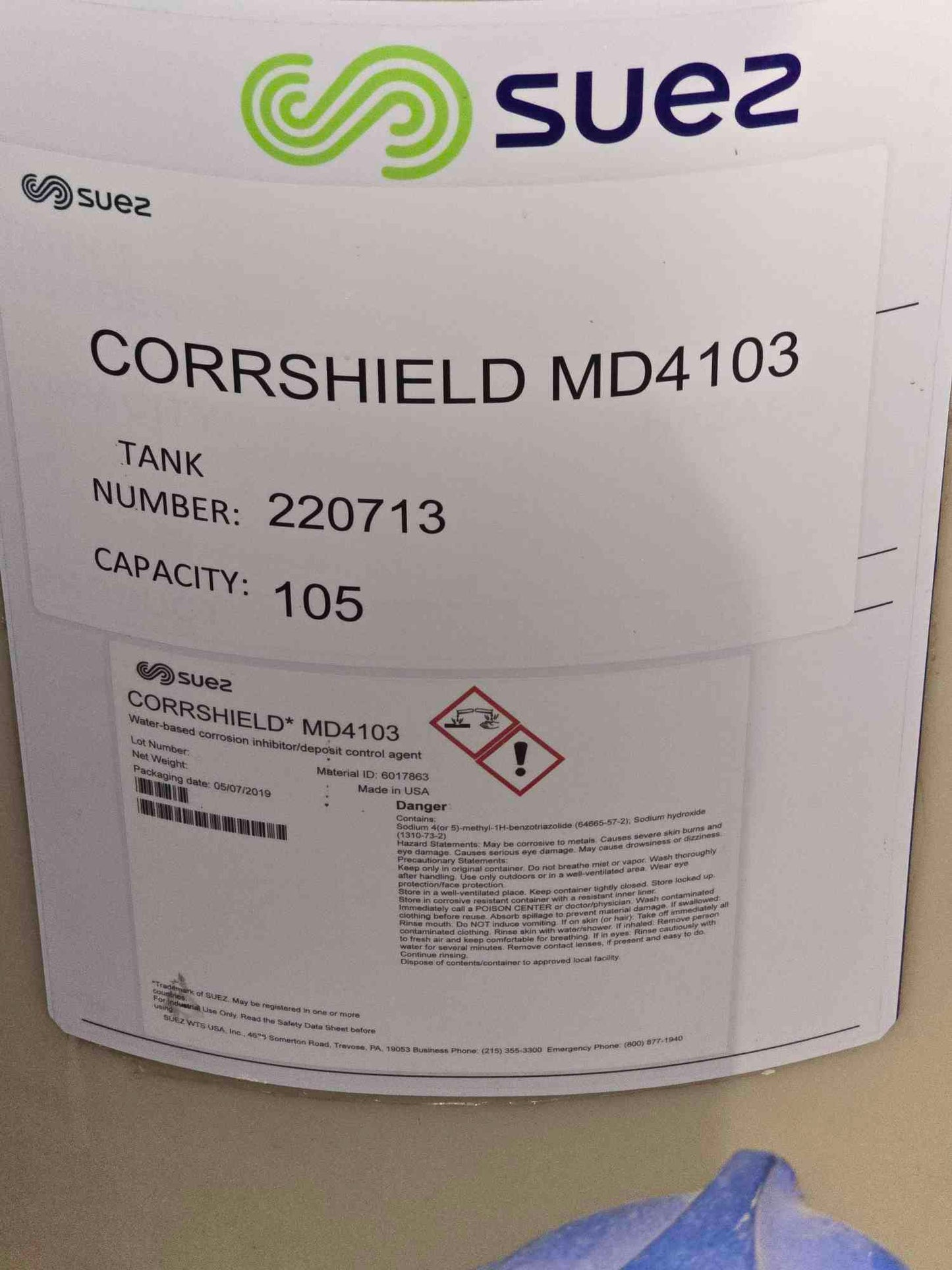 Suez Corrshield MD4103 Glycol Mixing Tank with Pump #22071 105Gal