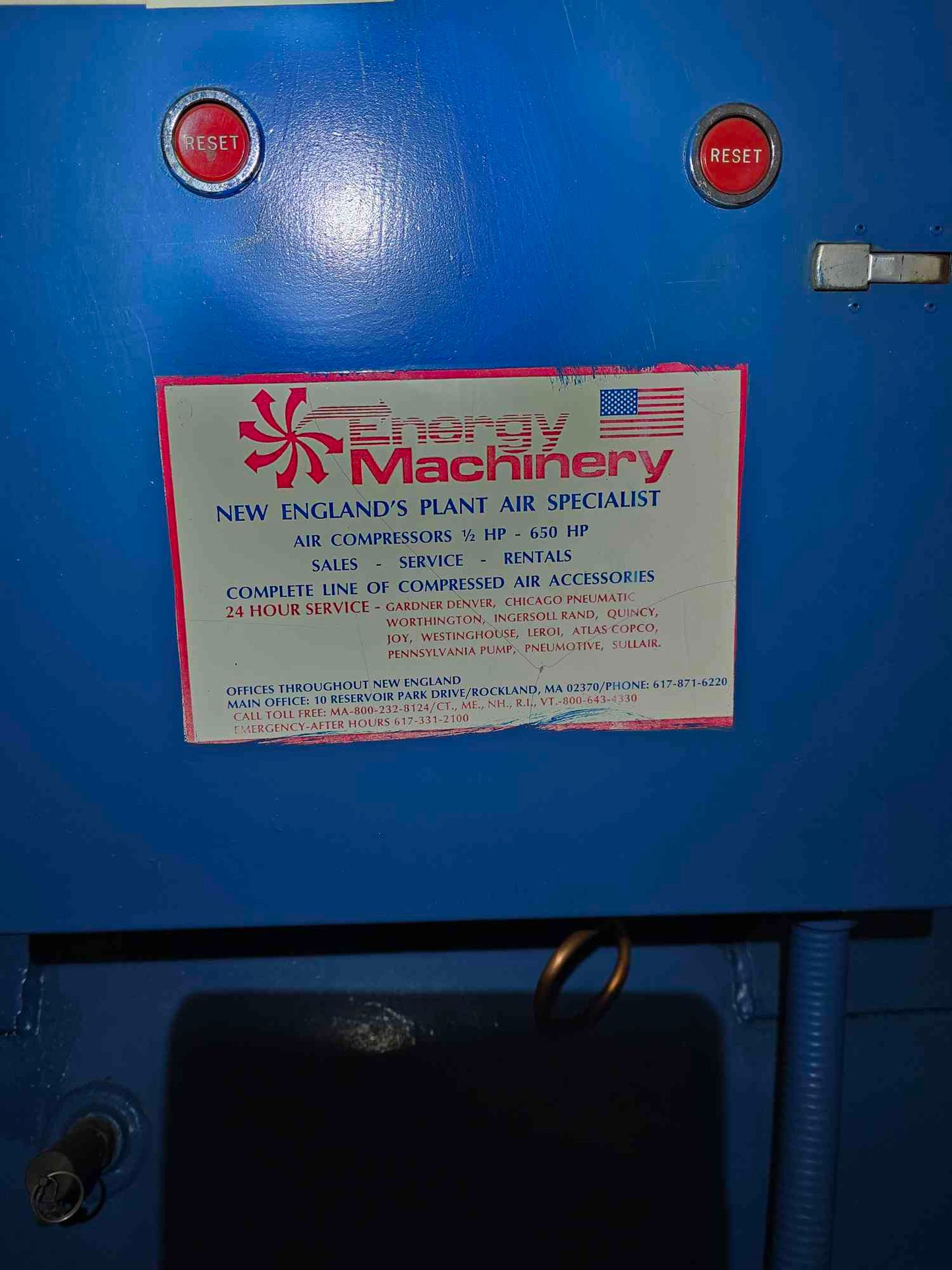 Quincy 100 Gallon Air Compressor Model 6120550 15HP Baldor Motor