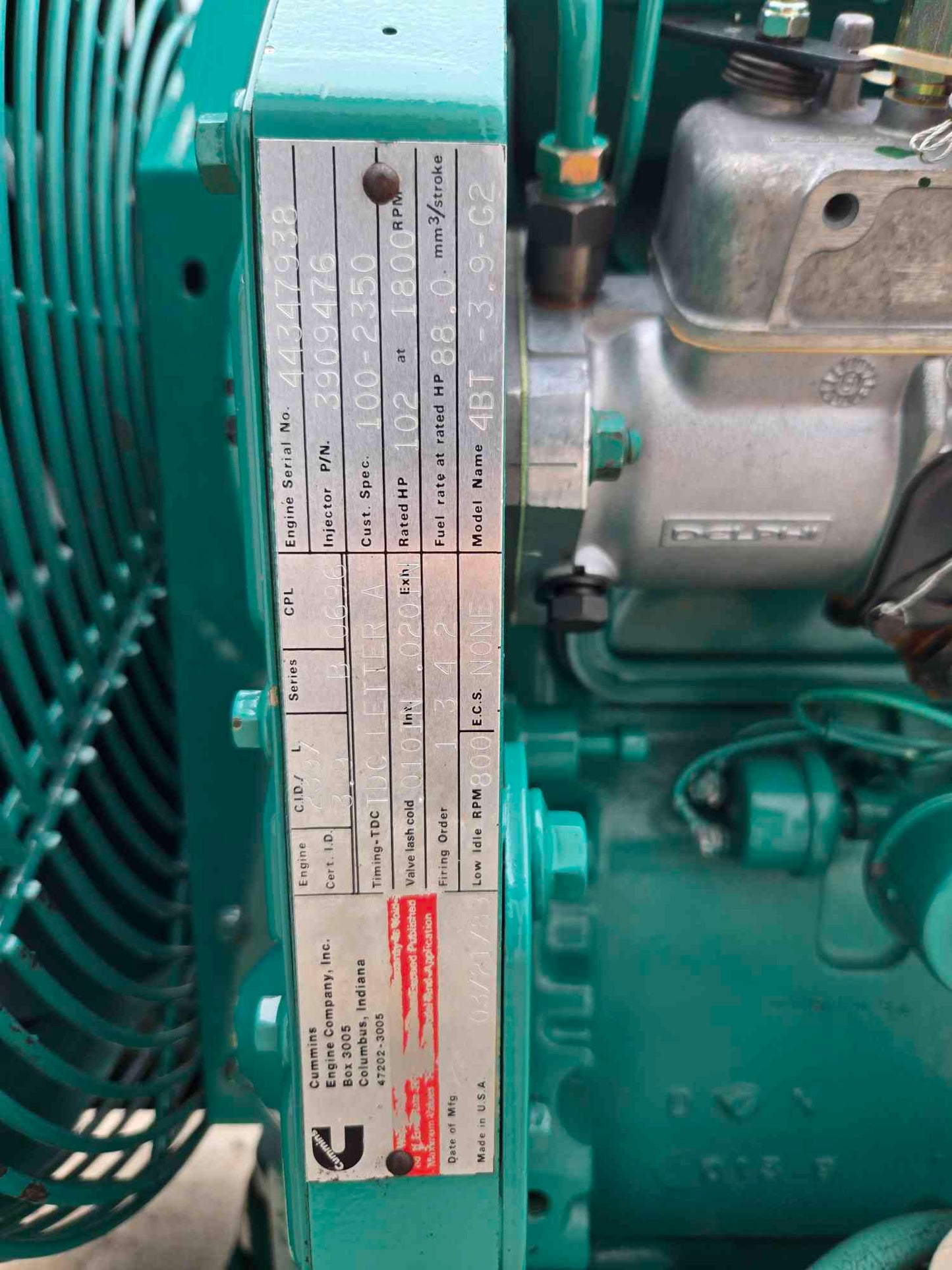 60KW Cummins Onan 4BT Diesel Generator '89 307 Hrs TESTED