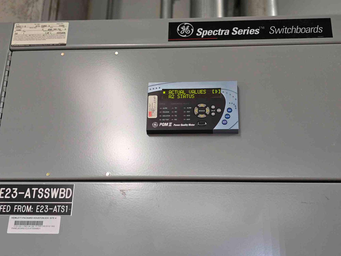 1600A GE Spectra Series Switchboard 480V 3PH Main Meter & 2 Distribution Breaker - Cell 3