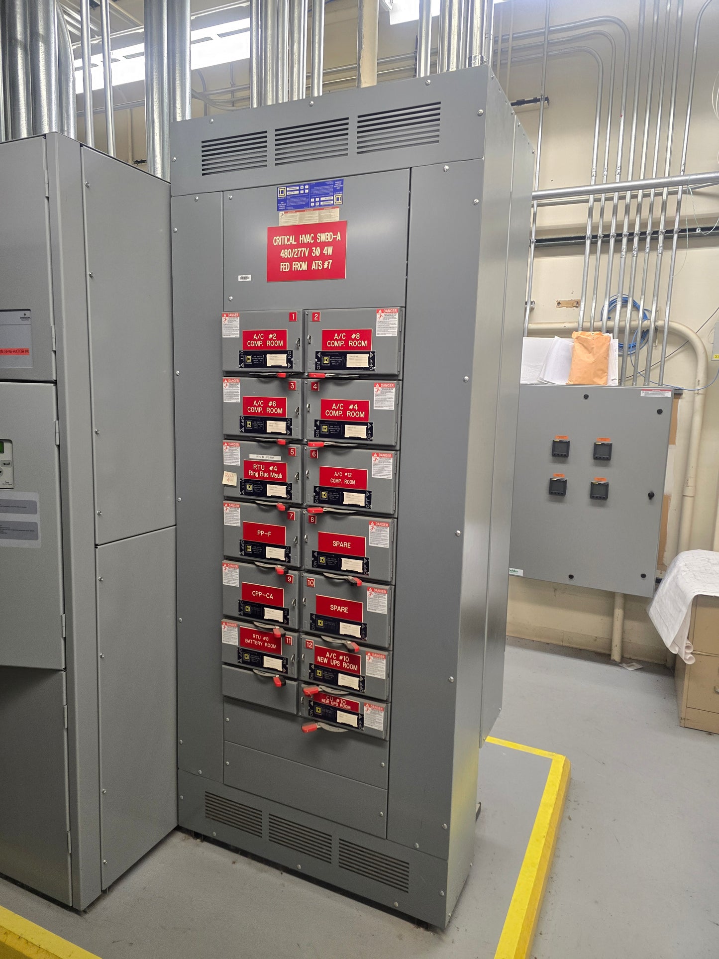 Square D QMB 600 Amp 480Y/277V 3 Phase Fusible Switch Panelboard Distribution