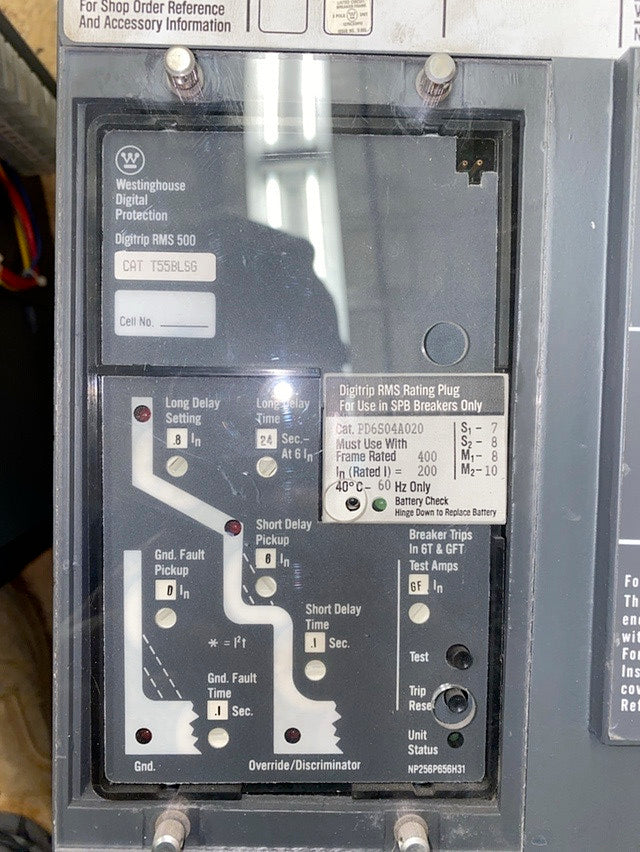 Westinghouse PowR Circuit Breaker 400A SPB 100 w/ Digitrip RMS Cat: PD6S04A020(S6LLST1568)