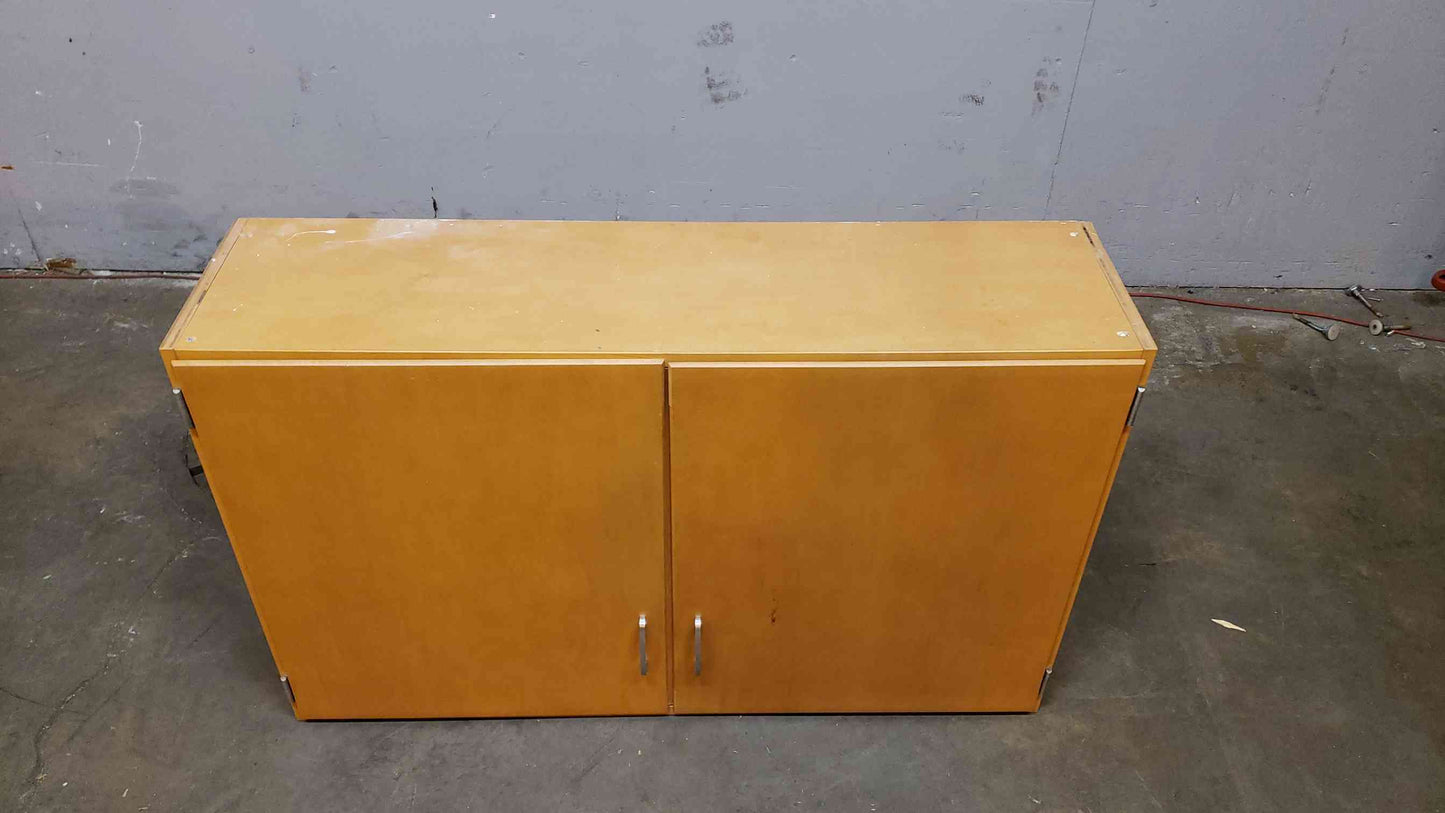 Kewaunee 4' Wood Wall-Mount Lab Cabinet Double Solid Door w/ Shelves
