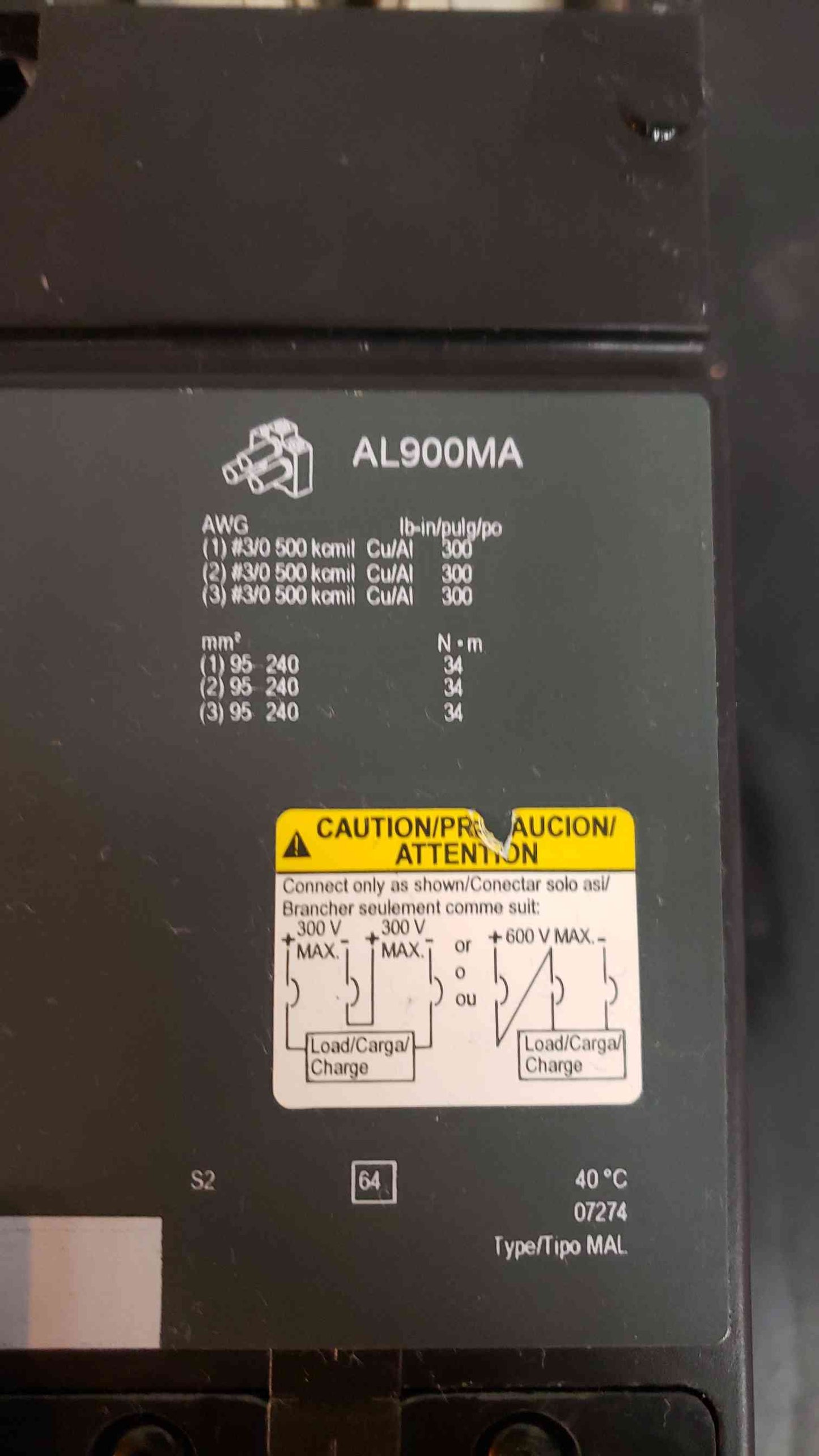 Square D 450 Amp Breaker MH 450 A 519568P15 (SKU: 2864AA)