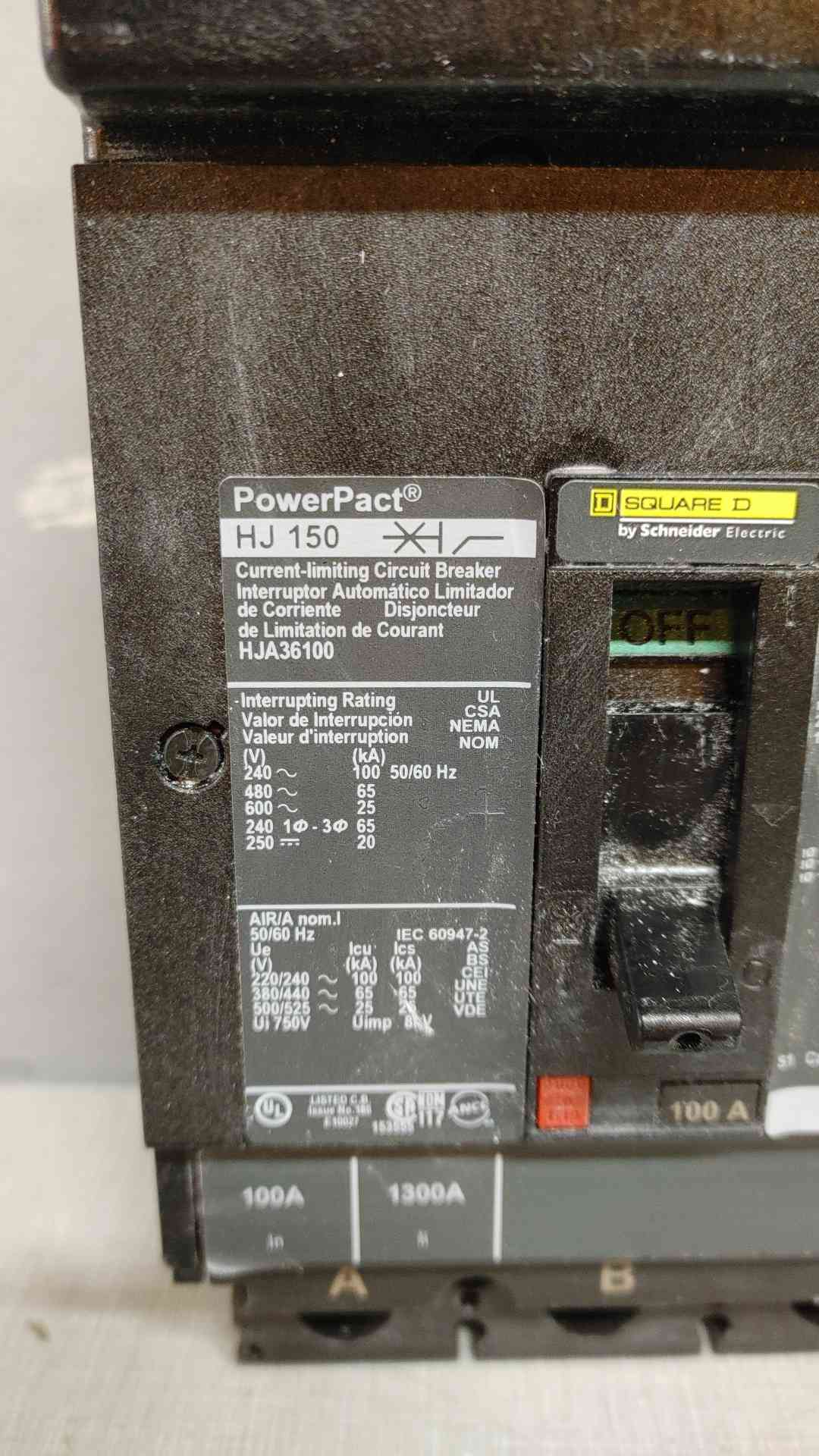 Square D PowerPact 100A Breaker HJA36100 (SKU: 104581)