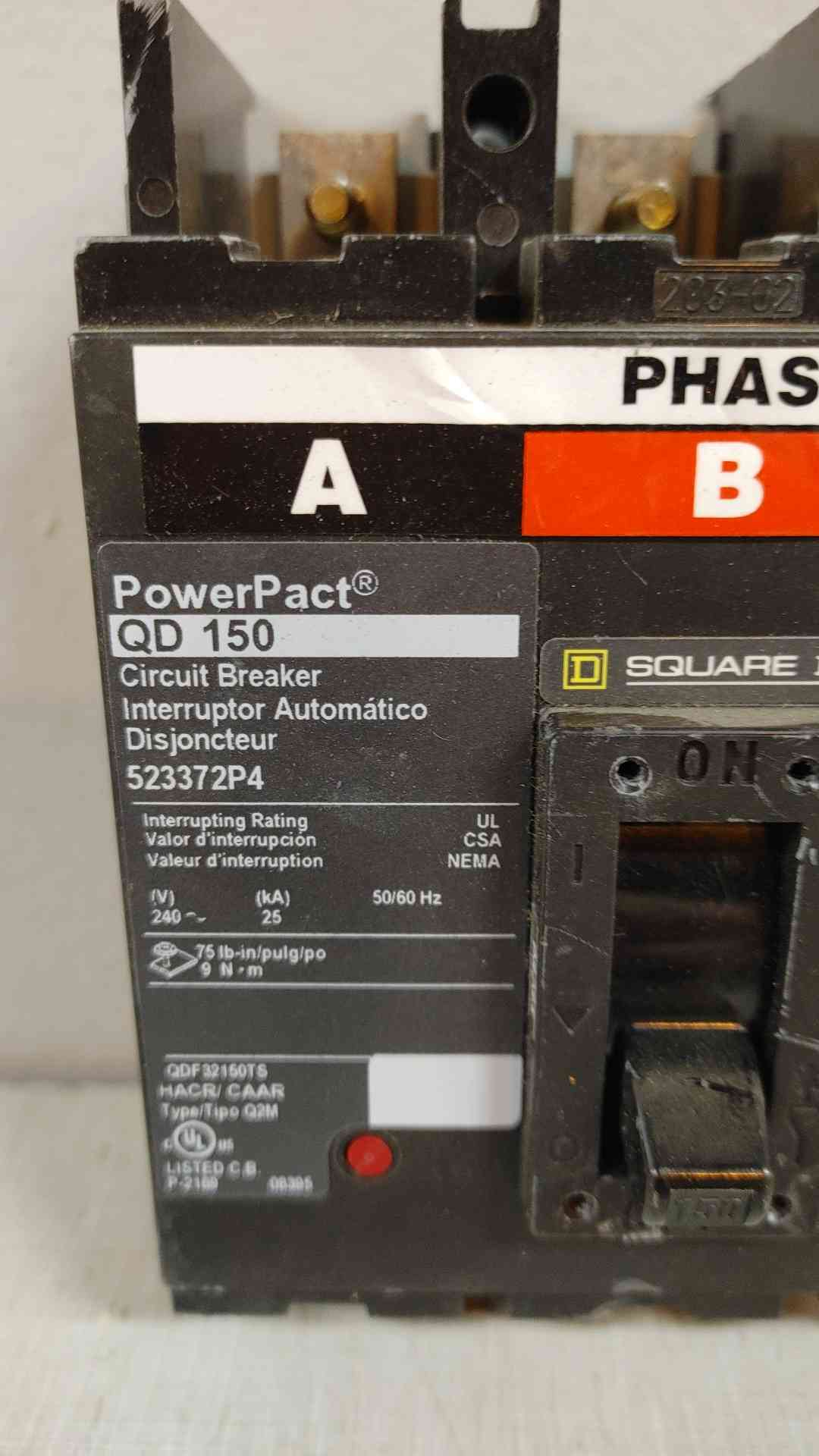 Square D PowerPact 150A 3 Pole Circuit Breaker 25KA 240V QD 150(104644)
