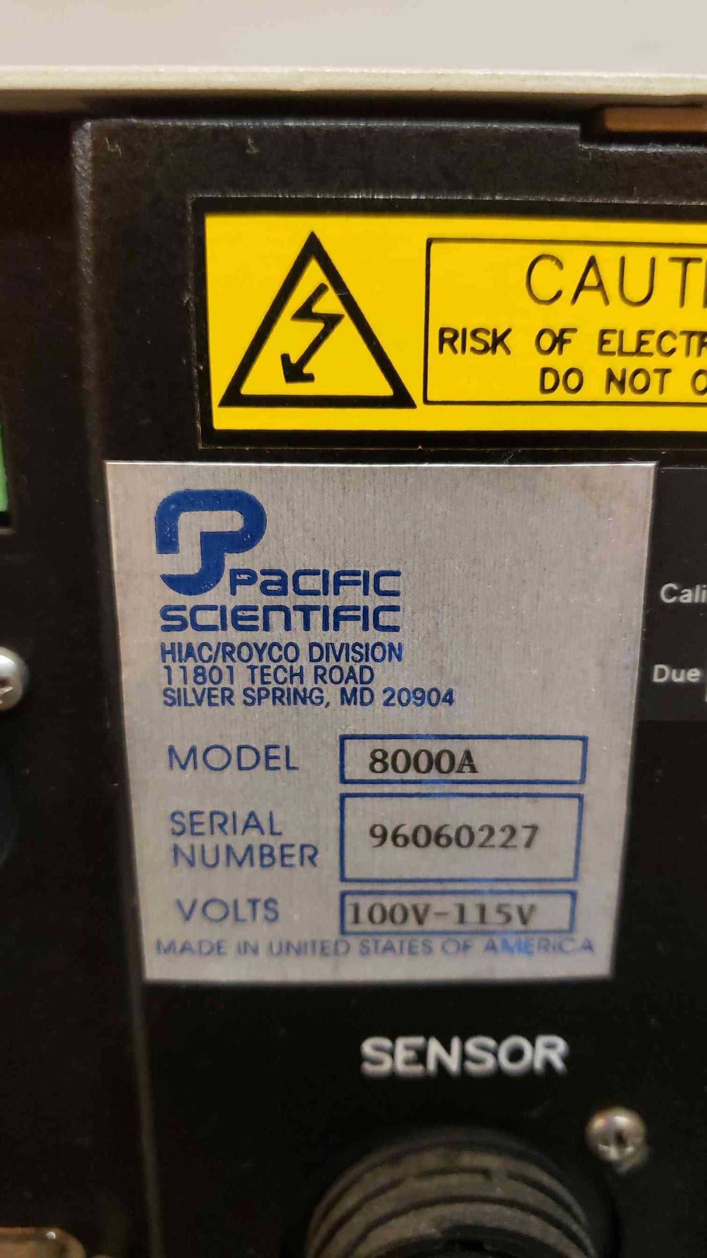 Pacific Scientific 100V-115V HIAC / ROYCO 8000A (SKU: 108029)