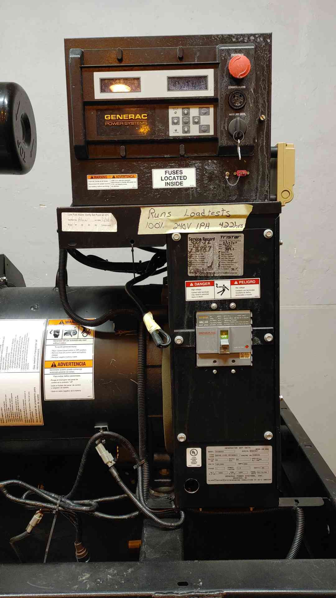 48KW 50KW Generac John Deere 4024 Diesel Generator 1PH 422Hrs '09 TESTED