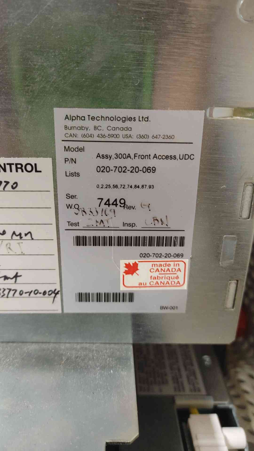 Cordex Rectifier Shelf Alpha Technologies 300A 48W Distribution Center (108899)
