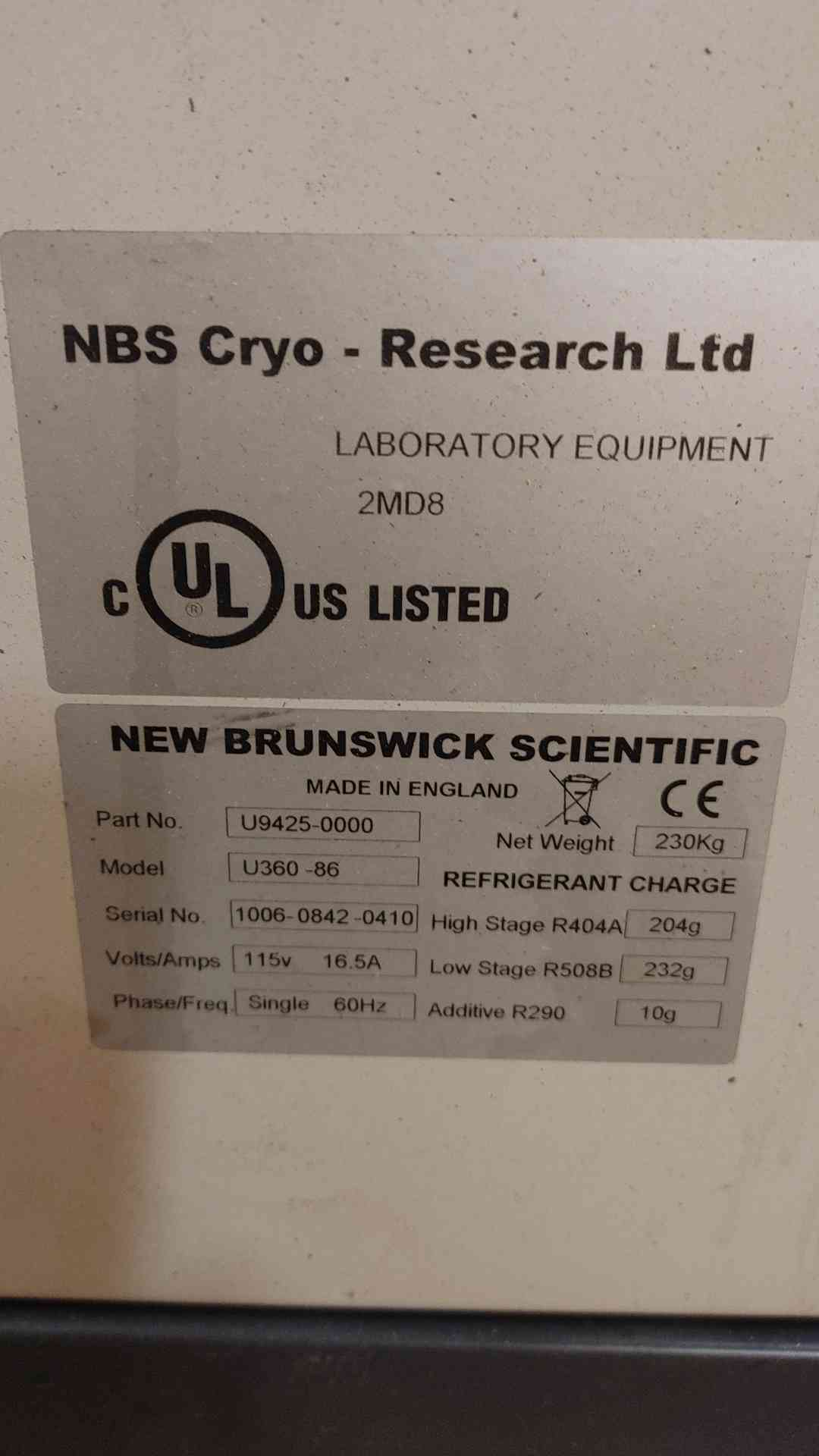 New Brunswick Scientific -72.5C Ultra Low Temperature Freezer (108953)