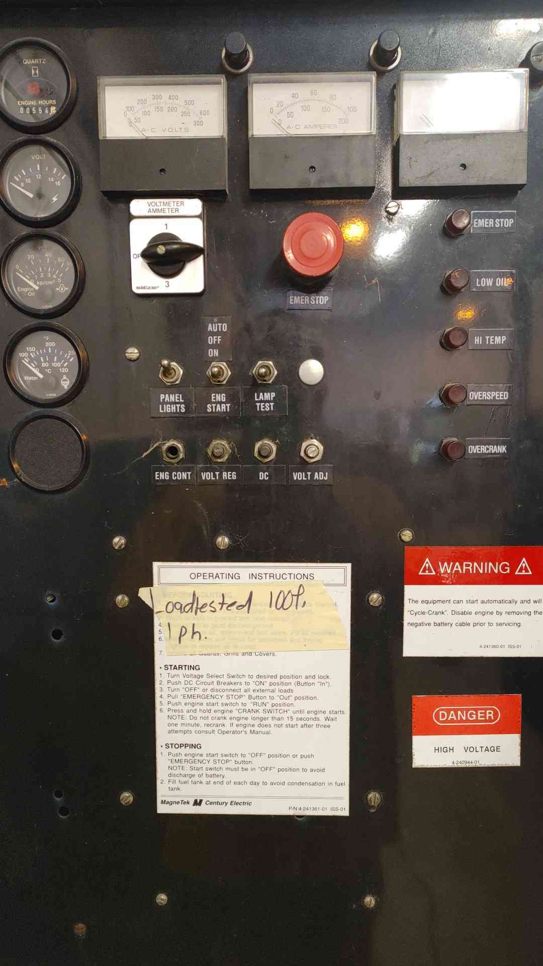 50KW Magnetek RDS500 Diesel Generator 1&3PH 554 Hrs TESTED (109016)