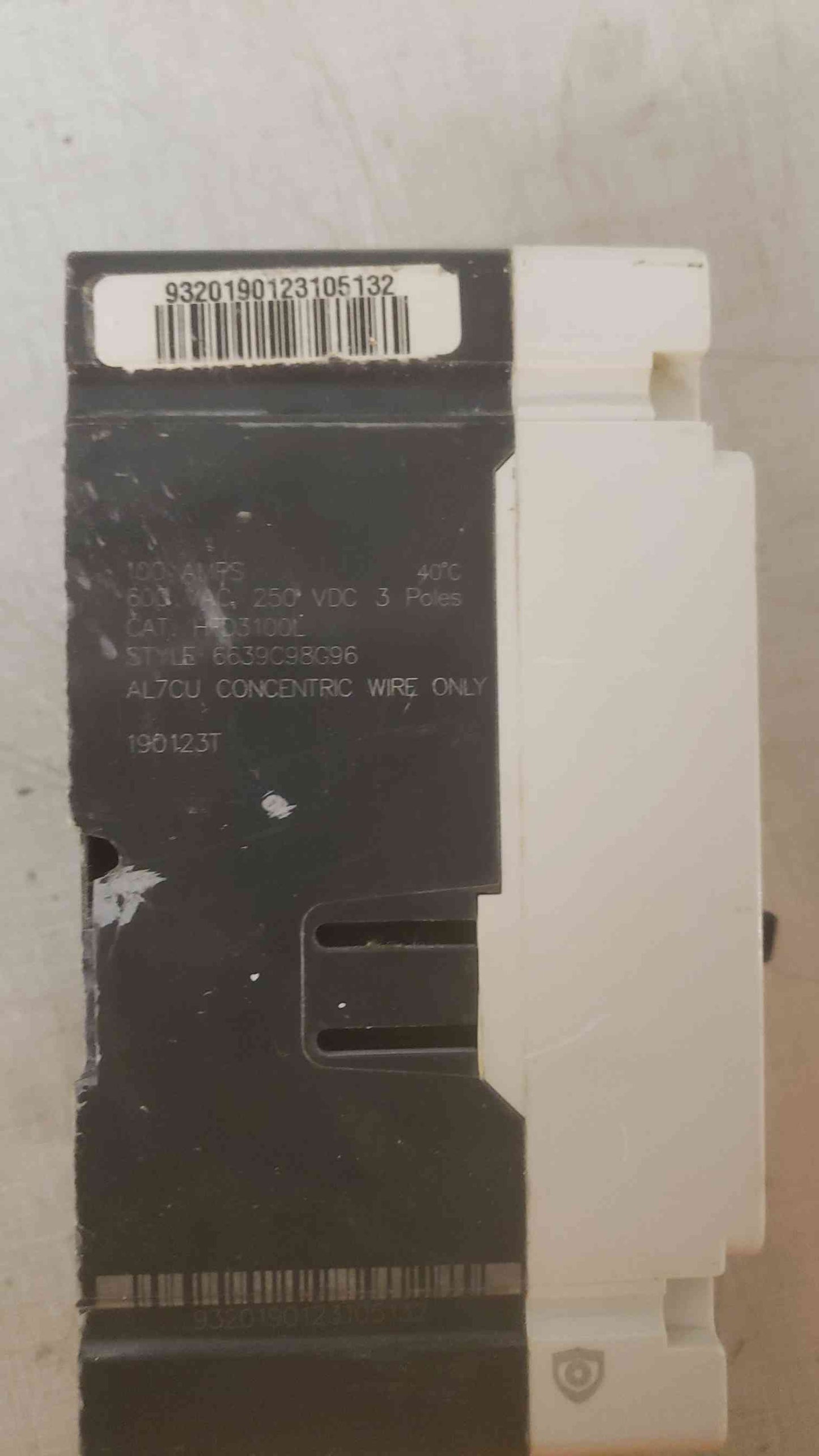 Cutler-Hammer 100A 600VAC-250VDC 3 Pole Breaker HFD3100L (SKU: 109607)
