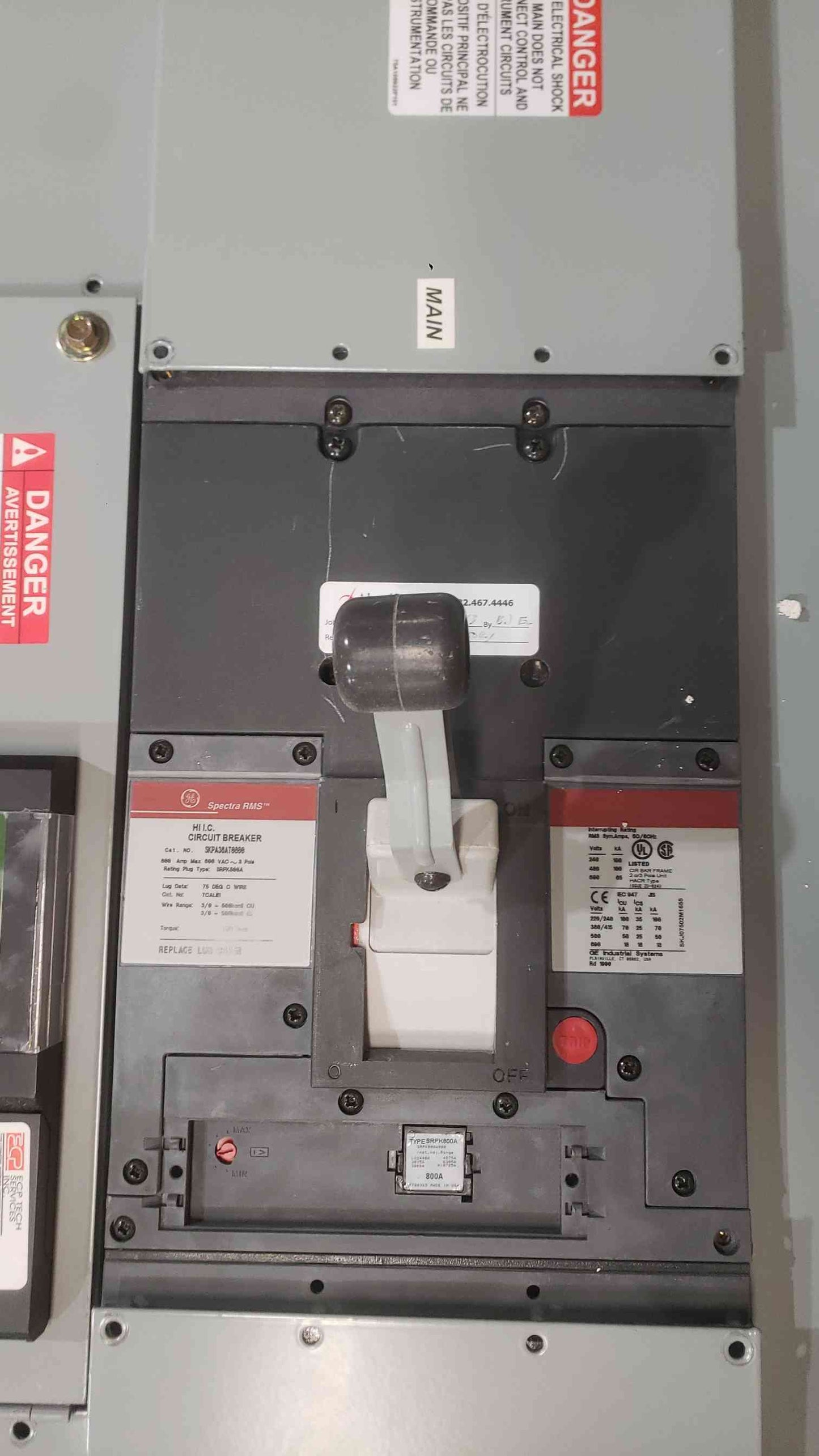GE 800A 480VAC 3PH 3W Top Feed Panelboard 2 Breaker Meter & Main (SKU: 112070)