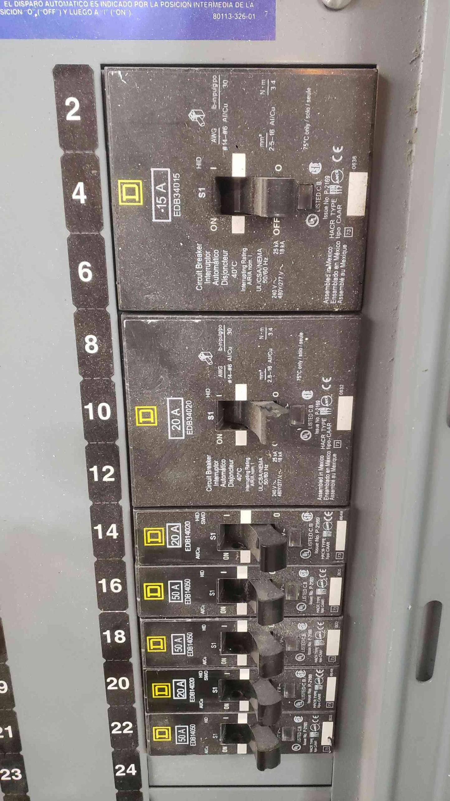 Square D NF Panelboard 150A 480Y/277 VAC 3PH 4W 16 Breakers (SKU: 112337)