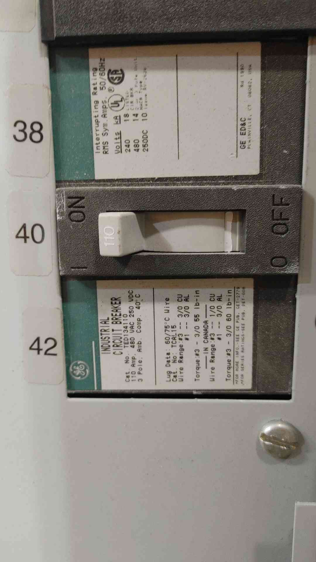 GE A-Series 600A 480/277V 3PH 3W Panelboard AF49S w/ Main (SKU: 112505)