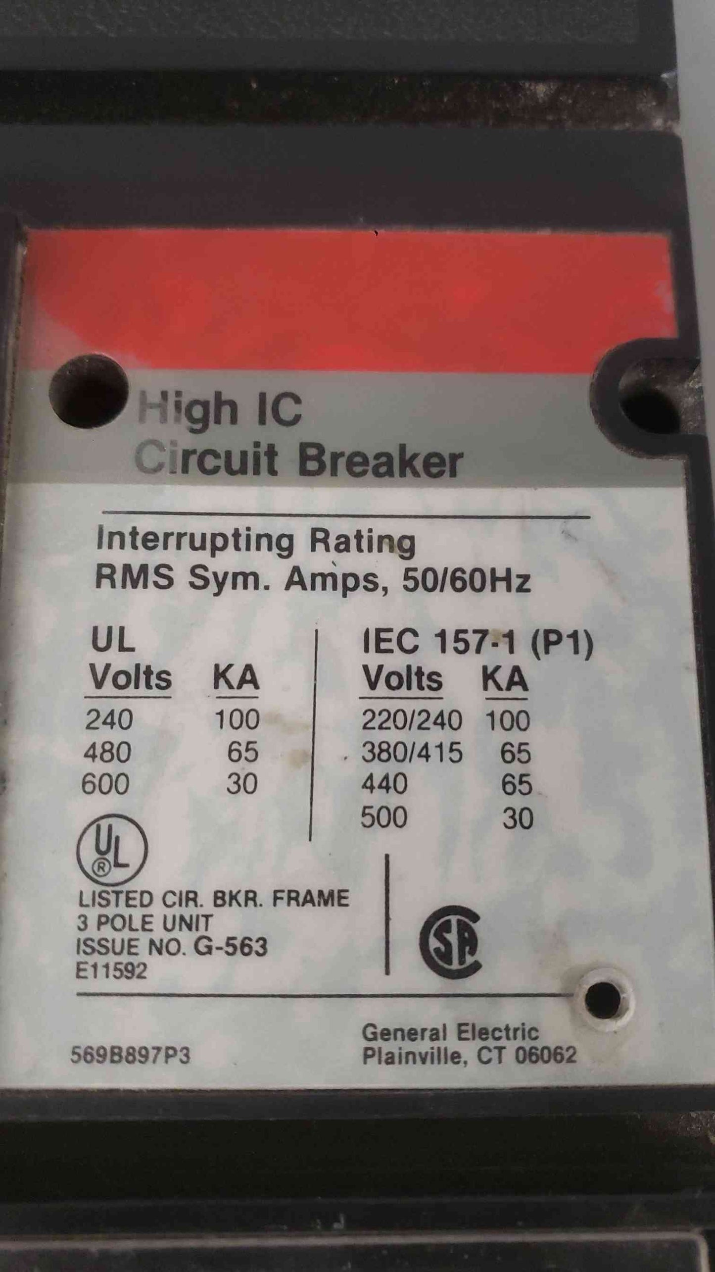 GE 400A 600VAC 3 Pole High IC Circuit Breaker TJL4V2604 (SKU: 112534)