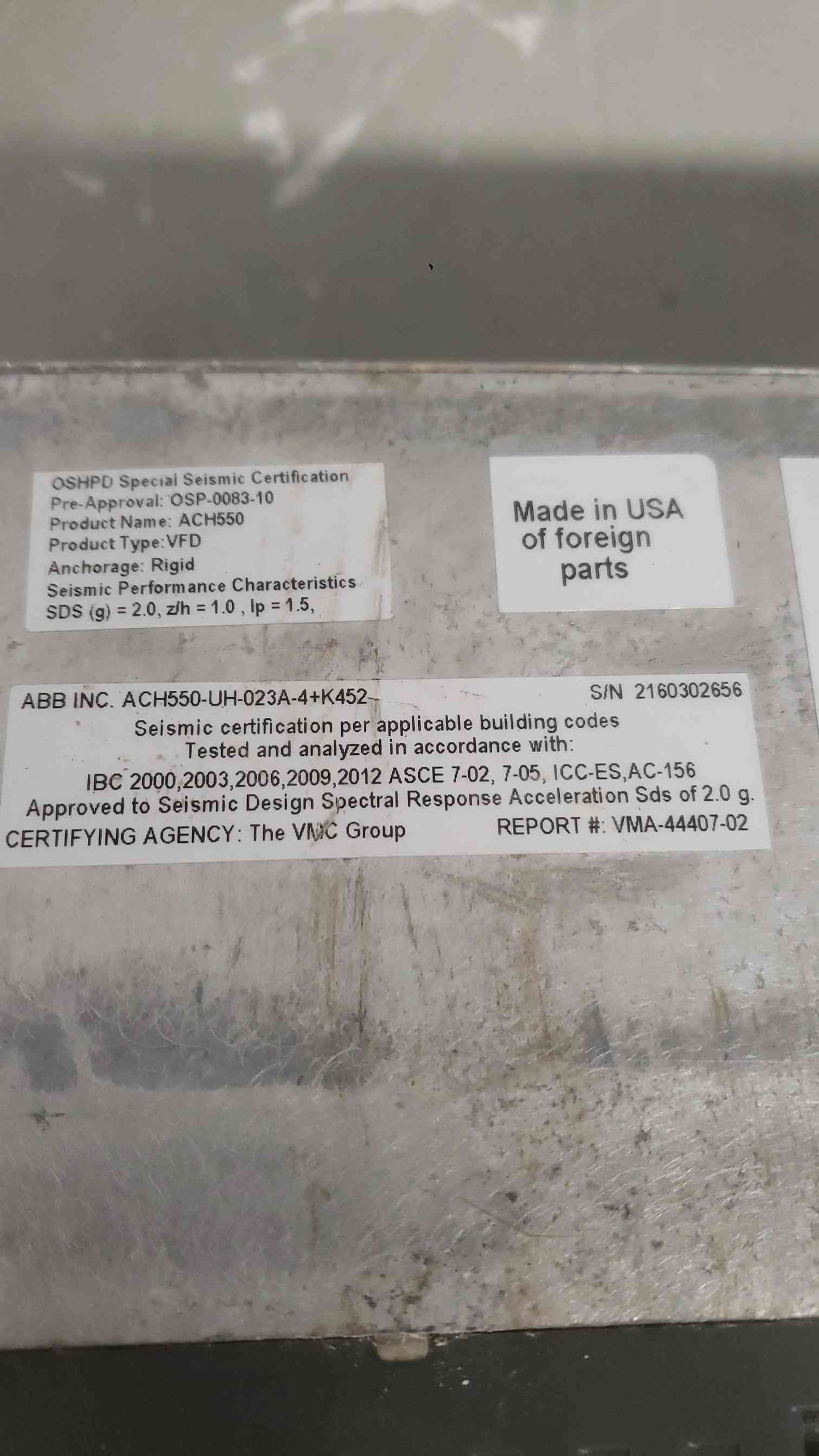 ABB 15HP 3PH VFD Drive ACH550-UH-023A-4+K452 (SKU: 112607)
