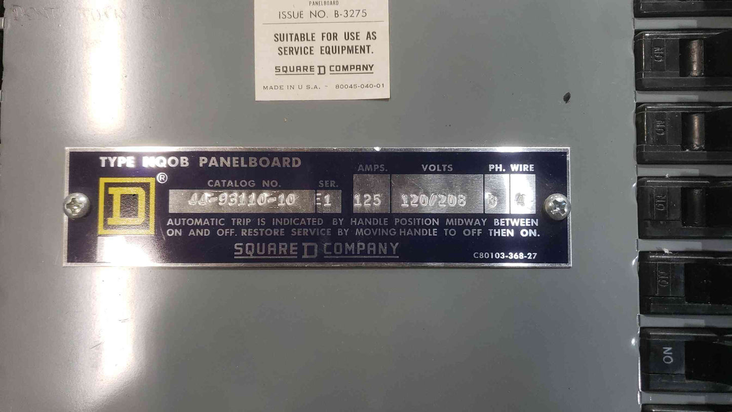 Square D 125A 120/208 3PH 4W Panelboard NQOB (SKU: 112660)