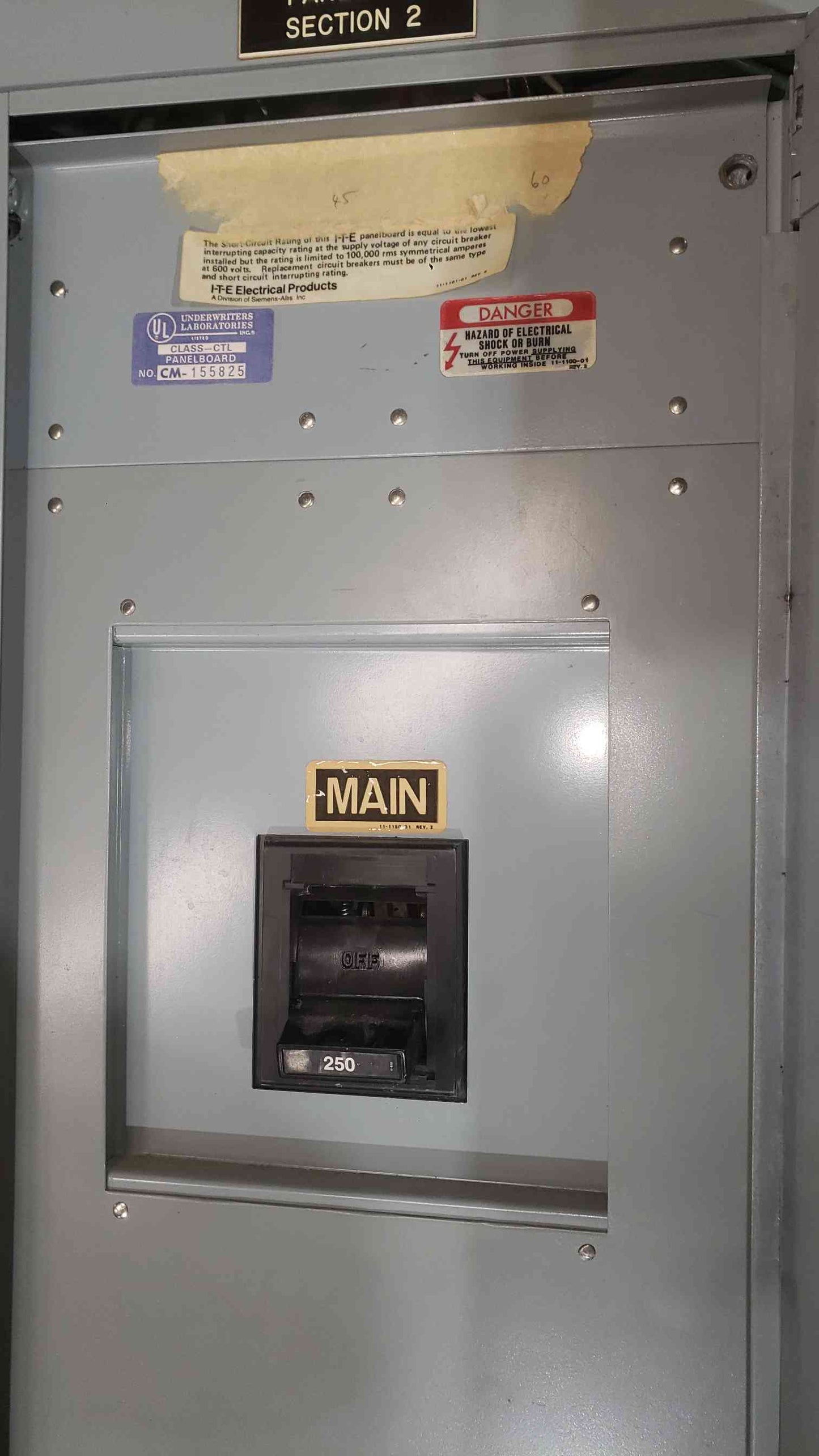 I-T-E Siemens 250 Amp 208Y/120V 3-Phase 42-Circuit CDP Main Breaker Panelboard (SKU: 112773)