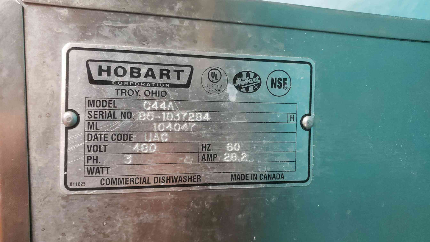 Hobart C44A Commercial Conveyor Dishwasher - 480V 3PH - High Temp 202 Racks/Hr (SKU: 112987)