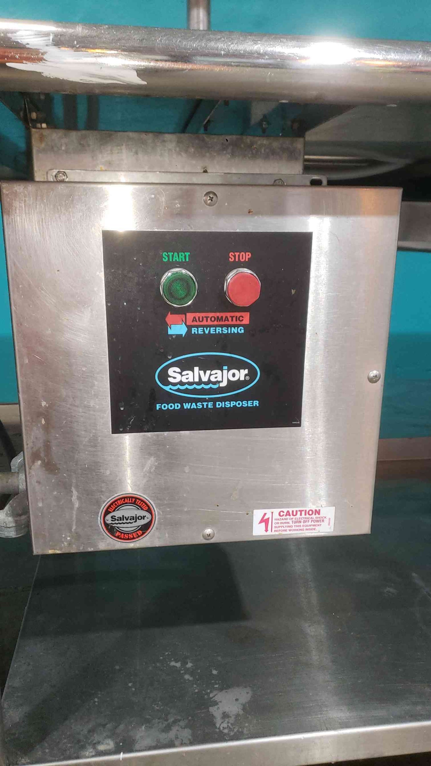Salvajor Commercial Food Waste Disposer with ARSS-2 Auto-Reversing Control & 12' Stainless Prep Table Sink Combo (SKU: 113027)